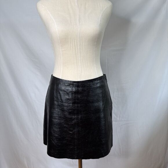 Y2K Vintage Esprit Black Leather Mini Skirt S Fully Lined 28" Waist Iconic - Picture 9 of 11